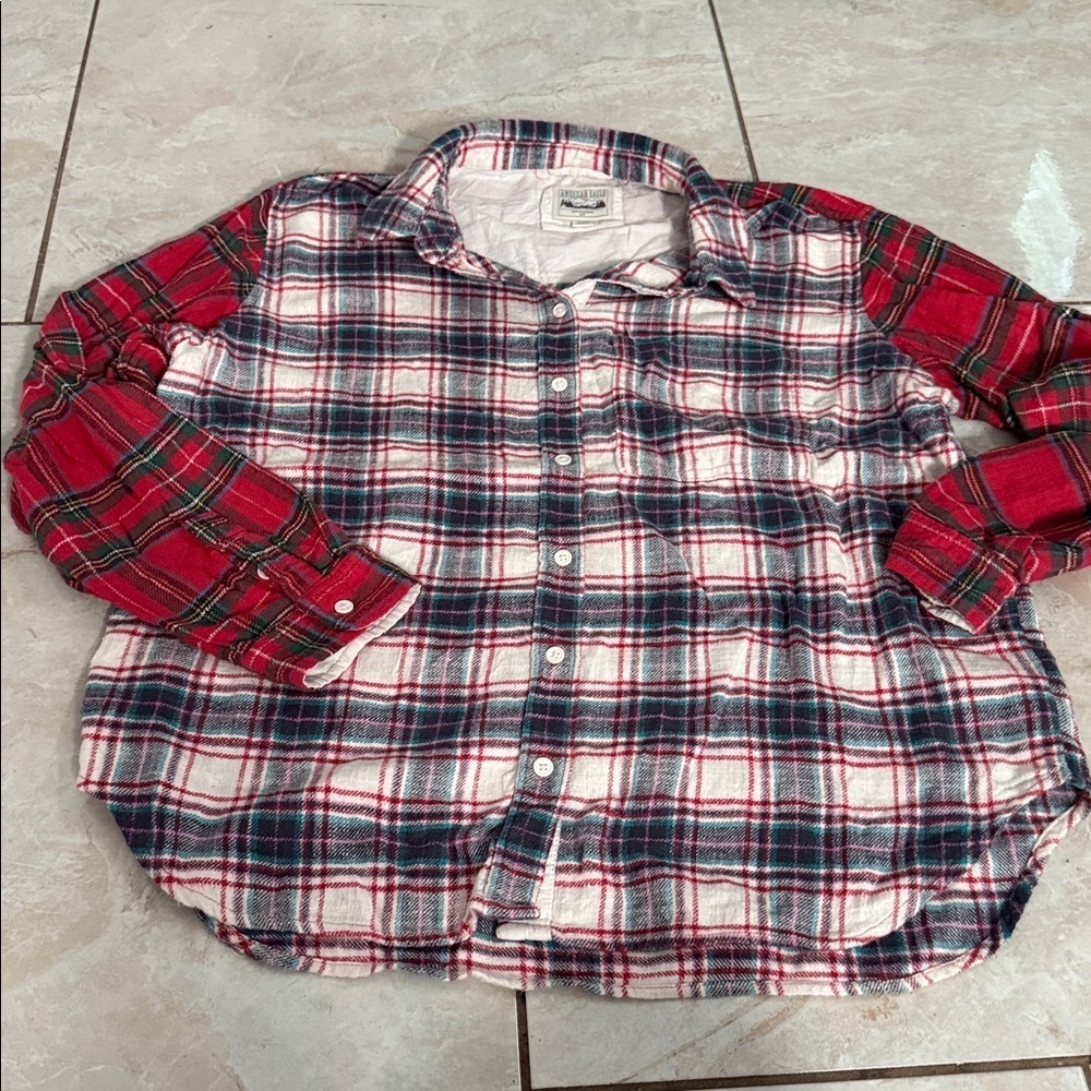American Eagle Outfitters White Corduroy Shirt